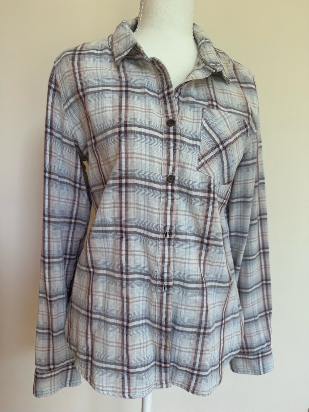 UGG Beige and Brown Plaid Shirt with Brand Tag
